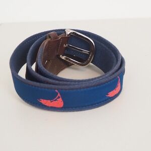 The Belted Cow Nantucket Island Ribbon Club Belt Men's Sz 42 Canvas Preppy Golf
